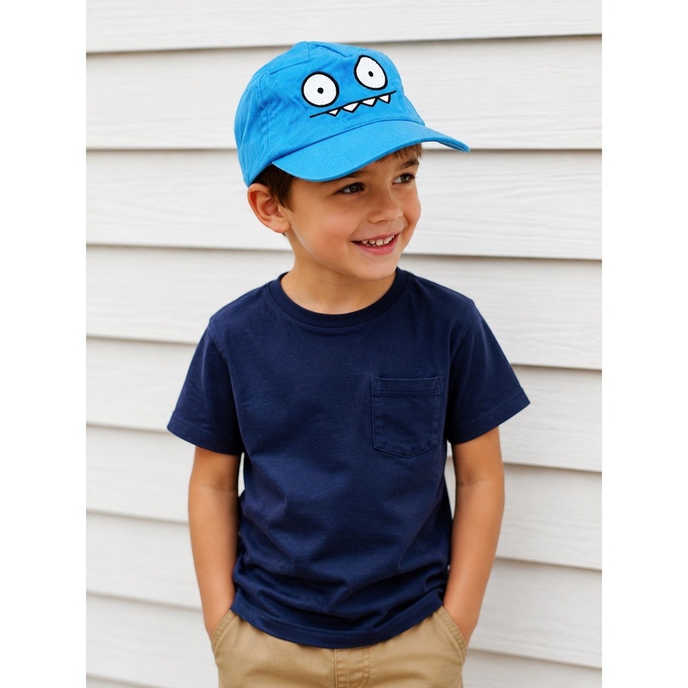 Monster 3D Character Hat Kids OS Blue Embroidered Ears Snapback Novelty Cartoon